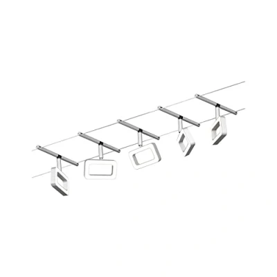 Image of Paulmann 94481 LED Rope System Frame Basic Set 5 x 400 lm Including 4.8 W Warm White Matte Chrome Plastic Metal Lighting 3000 K