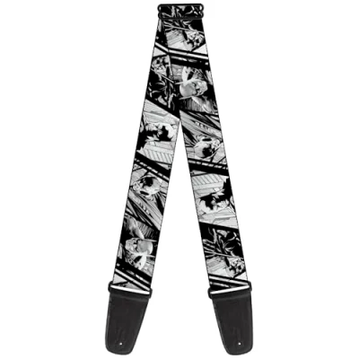 Image of Buckle Down DC Comics Guitar Strap, Batman Hush Pose Sketches Black White, 2 Inches Wide, Black, 2&quot; Wide 29 54&quot; Length