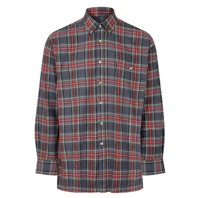 Image of Champion Mens Country Cranbrook Long Sleeve Cotton Shirt Button Down Collar Red/Grey Check XL