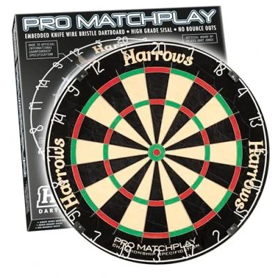 Image of Harrows Dart Board Pro Matchplay I Dartboard Official Size Darts with Ultra Thin Knife Wire for Maximum Scoring Compatible Stand, Lighting, Cabinet