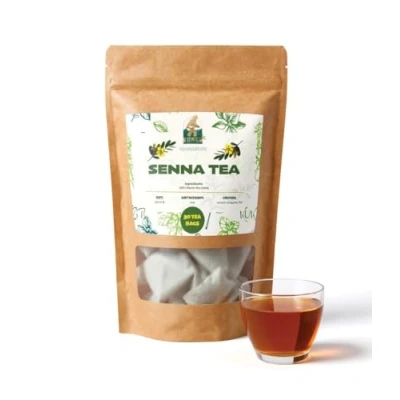 Image of KUKER Premium Senna Tea Leaves and Fruit Laxative Tea, Leaf For Constipation Relief, Colon Cleanse Makki 20 Bags, 30g