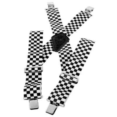 Image of BIKE IT Heavy Duty Motorcycle Rider Braces Elasticated Motorbike Trouser (Chequered)