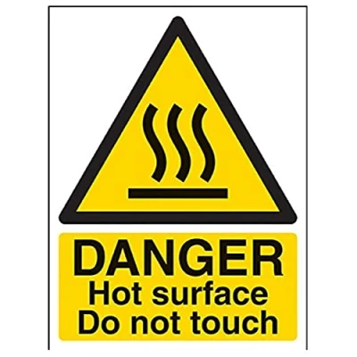 Image of VSafety Danger Hot Surface Do Not Touch Sign Portrait 150mm x 200mm 1mm Rigid Plastic