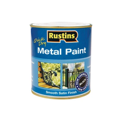 Image of Rustins Quick Dry Metal Paint Smooth Satin Black 250ml