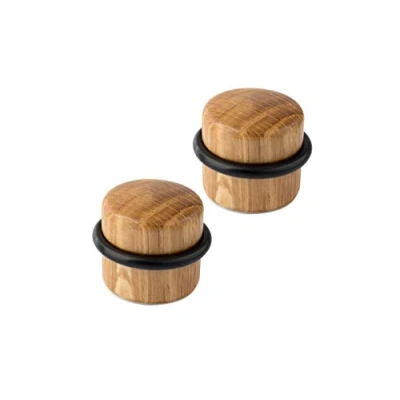Image of LouMaxx Adhesive Door Stop Wood Set of 2 Wooden Stops Stopper Floor Self in Oak Look