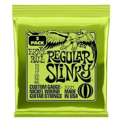 Image of Ernie Ball Regular Slinky Nickel Wound Electric Guitar Strings 3 Pack 10 46 Gauge