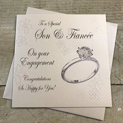 Image of to A Special Son &amp; Fiancée On Your Engagement, Handmade Engagement Card Code PD9S by White Cotton Cards