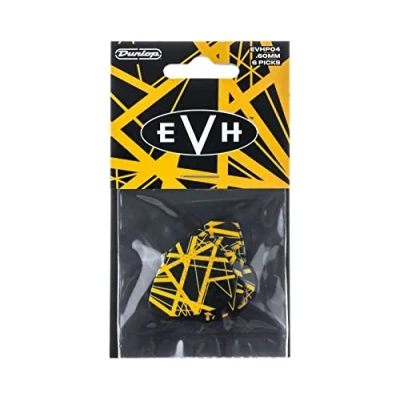 Image of Dunlop Picks EVHP04 EVH VHII (Black with Yellow Stripes)