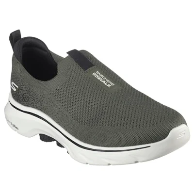 Image of Skechers Men&#039;s GO Walk 7 Sneaker, Olive, 10.5 UK