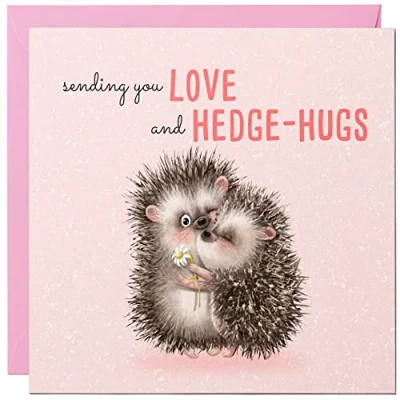 Image of Valentines Card for Boyfriend or Girlfriend with Cute Hedgehog / Pink Anniversary Wife Husband Happy Valentine Day Cards Him Her Fiance Birthday