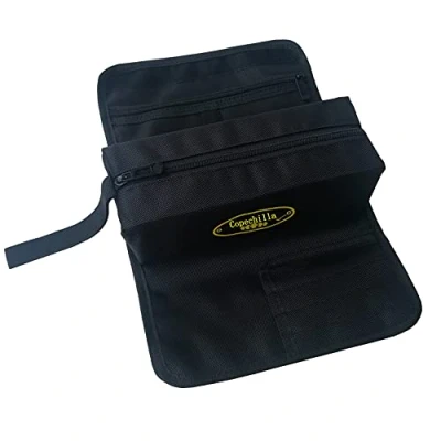 Image of Copechilla tool roll canvas with bag small,black,1680D material high density waterproof wear Resistant,With zipper compartment,lanyard,for small tools and stationery