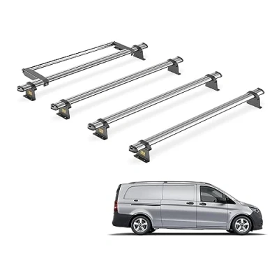 Image of Van Guard Trade Roof Rack for Mercedes Vito (2014+) 4 Steel Bars &amp; Rear Ladder Roller [Only Suitable Extra Long Wheelbase (L3) Models with Twin Doors] UltiBar SB264 4/VGR 15