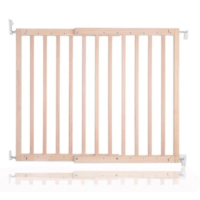 Image of Safetots Chunky Wooden Screw Fit Stair Gate, Natural, 63.5cm 105.5cm, Wood Baby Safety Barrier, Stylish Design and Practical Easy Installation