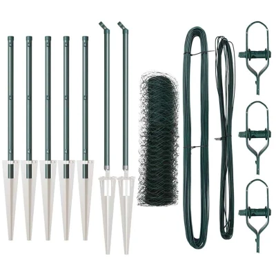 Image of vidaXL Hexagon Fence Green 0.6x10 m Steel