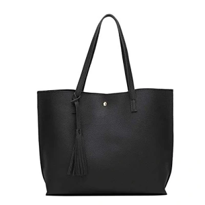 Image of LIRENSHIGE Handbags for Women, Ladies Tote Bag Soft PU Leather Large Capacity Womens Top Handle Shoulder (Black)
