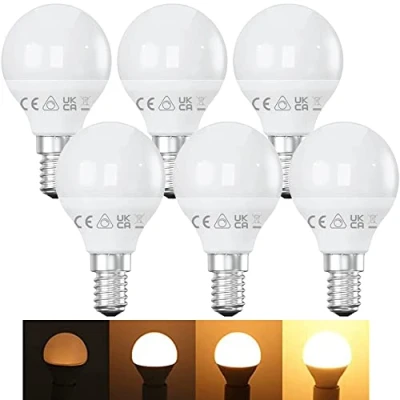 Image of Belns Melns E14 LED Bulb Dimmable, 2700K Warm White, 5W (Equivalent to 40W) Small Edison Screw Golf Ball (SES), Flicker Free Dimmable Pack of 6