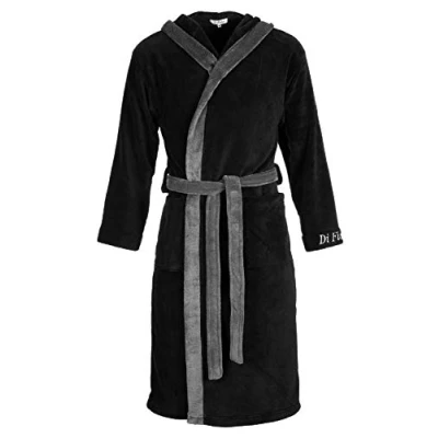 Image of Di FICC Hiano Monza Unisex Dressing Gown with Hood Black Medium