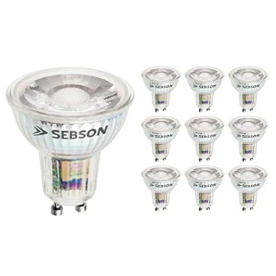 Image of SEBSON GU10 LED Bulbs Warm White 3000K, 5W 10 Pack Spot Lights Ceiling Equivalent 50W Halogen Bulbs, RA95, 380lm, 36º Beam Angle 230V Bulb, not dimmable