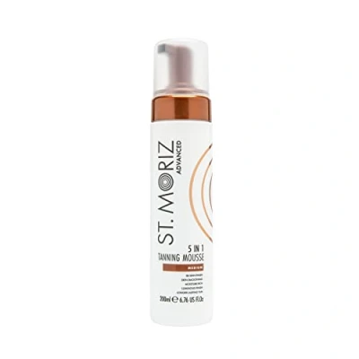 Image of St Moriz Advanced 5 in 1 Instant Tanning Mousse Medium Luxurious Benefits Skin Smoothing, Moisture Rich, BB Finish &amp; Luminous for Longer Lasting Tan Vegan Fake 200ml