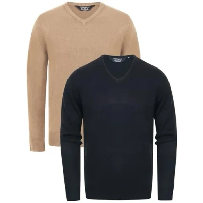 Image of Kensington Eastside Men&#039;s (2 Pack) Knitted V Neck Jumpers