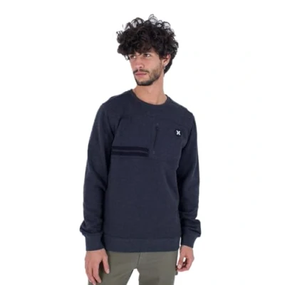 Image of Hurley Men&#039;s Block Party Crew Fleece Sweatshirt, Black HTR, XL