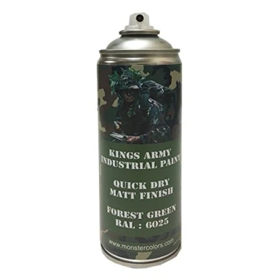 Image of Kings Army Forest Green Ral 6025 Military Matt Spray Paint 400ml Vehicle Paint, Airsoft, Paintball, Model Maker
