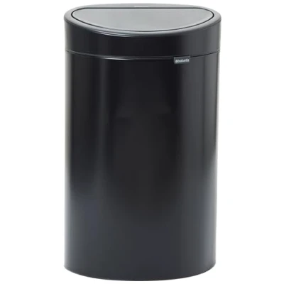 Image of Brabantia 40L Kitchen Touch Bin New (Matt Black) Removable Lid, Soft Open, Easy Clean Rubbish Waste + Free Bags