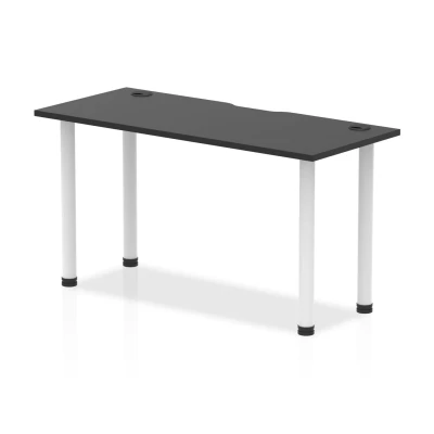 Image of Impulse Black 1400 x 600mm Straight Table CP White Leg