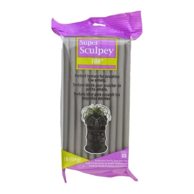 Image of Polyform Super Sculpey ISCSS1SCULPT Firm Oven Bake Clay, Grey, 1 lb/454 g