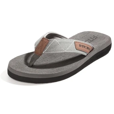 Image of FITORY Men&#039;s Flip Flops Thongs Lightweight Sandals Comfy Summer Shoes for Beach/Pool Size 6 12 (Grey 8 UK)