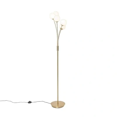 Image of Qazqa Modern Floor lamp Gold with Opal Glass 5 Light Athens Suitable for LED G9 Steel Living Room I Bedroom