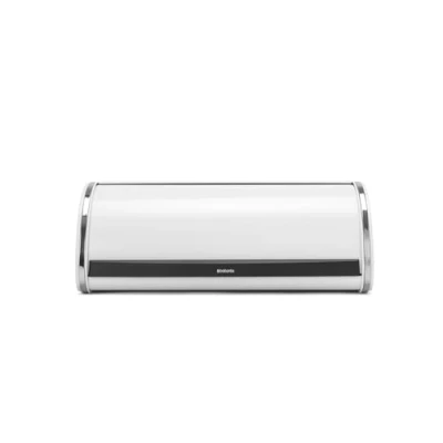 Image of Brabantia Roll Top Bread Bin Large Countertop Storage Box for Bread, Bagels, Rolls Space Efficient Kitchen Design with Flat Top, Durable Metal White