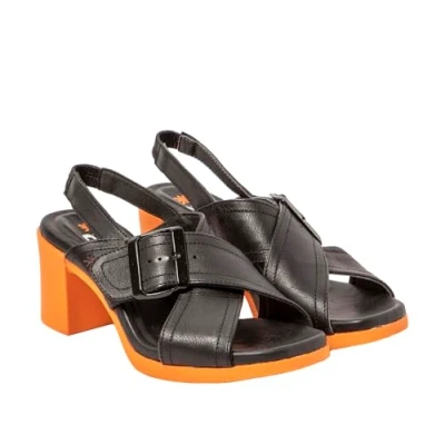 Image of ART Women&#039;s 1845 Cannes Sandal, Nappa Black Orange, 3 UK