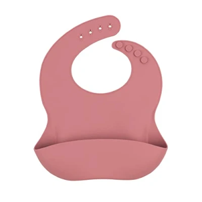 Image of Tiny Dining Baby Bib Dusty Rose Silicone Weaning Food Catcher Waterproof Toddler Bibs for Babies, Toddlers &amp; Kids
