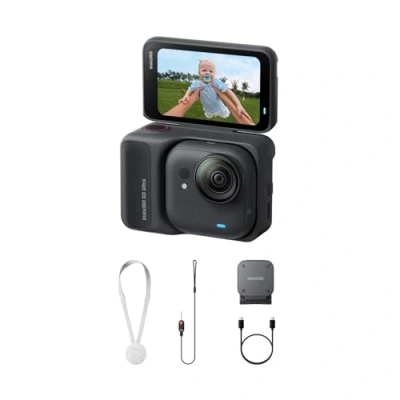 Image of Insta360 GO Ultra Standard Bundle Midnight Black Tiny 4K Cam, Lightweight &amp; Portable, Low Light Excellence, Mount Anywhere, FlowState Stabilization, 200 Min Battery Life, Waterproof to 33ft