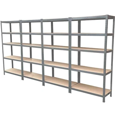 Image of Heavy Duty Shelving Unit Storage Racking Boltless Garage Galvanised Shelf Steel &amp; MDF Shelves, 5 Tier Shelf, 175KG Per Shelf/875KG Capacity 150cm x 70cm 30cm (Silver)