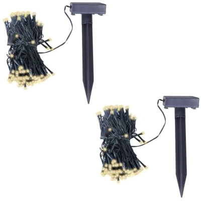 Image of vidaXL LED Solar String Lights 2 pcs Warm White