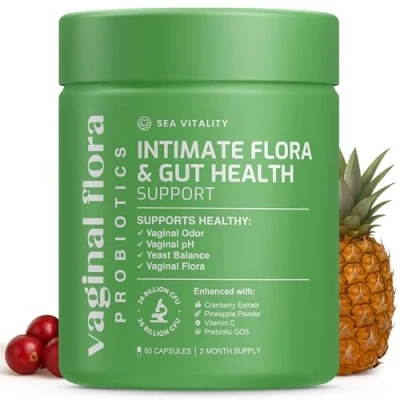 Image of Vaginal Probiotics for Women 26 Billion CFU with Prebiotics, Pineapple &amp; Cranberry Support pH Balance, Yeast, Odour, Gut Intimate Flora Women’s Probiotic Supplement 60 Capsules