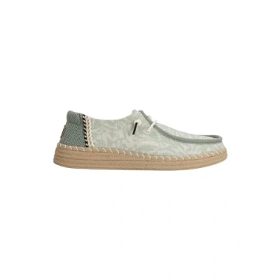 Image of HEYDUDE Wendy Espadrille Retro Palm, Women Slip On shoes, Celadon Green/White, W6
