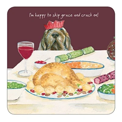 Image of Lets Crack On Christmas Dinner Little Dog Laughed Xmas Coaster Gift CTX03