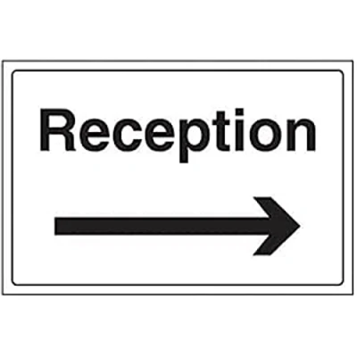 Image of V Safety Reception/Arrow Right Sign 300mm x 200mm 1mm Rigid Plastic