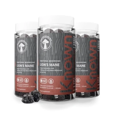Image of Known Tasty Lion’s Mane Plus Gummies 1000mg Mane, Iodine, Niacin Cognition Natural Blueberry Flavour 60 Vegan Gummies, 3 Month Supply