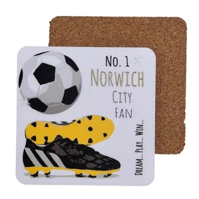 Image of Norwich City The Canaries FC Football Club Fan COASTER DRINK MAT by WHITE COTTON CARDS (C FN102)