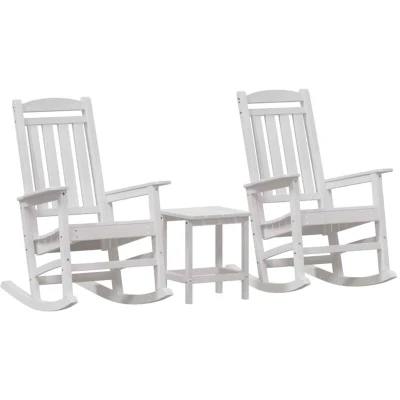 Image of vidaXL 3 Piece Garden Lounge Set White HDPE