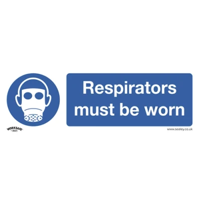 Image of Worksafe Mandatory Safety Sign Respirators Must Be Worn Rigid Plastic