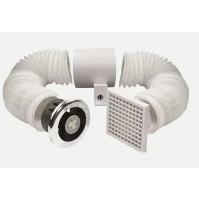 Image of Airvent 477523 LED Shower Fan Light Kit with Timer Bathroom Extractor 100mm 4&quot; Chrome or White