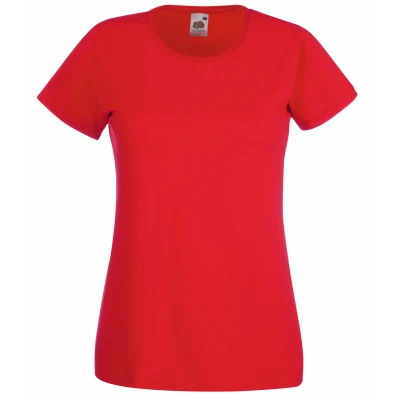 Image of Fruit Of the Loom Ladies/Womens Lady Fit Valueweight Short Sleeve T Shirt (Pack 5) (Red) Cotton Size Small