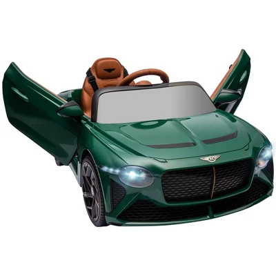 Image of HOMCOM Bentley Bacalar Licensed 12V Kids Electric Ride On Car with Remote Control, Powered Music, Horn, Lights, Suspension Wheels, for Ages 3 5 Years Green