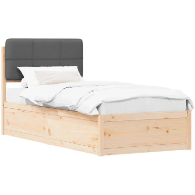 Image of vidaXL Bed Frame with Upholstered Headboard Dark Grey 80 x 200 cm