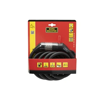 Image of Burg Wachter 180cm Combination Spiral Cable Lock, Black